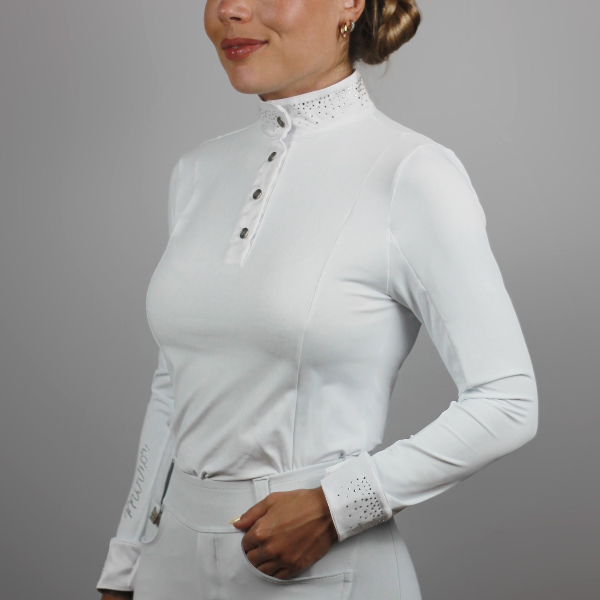 Camisa Hipismo Prova Dimond - Branca