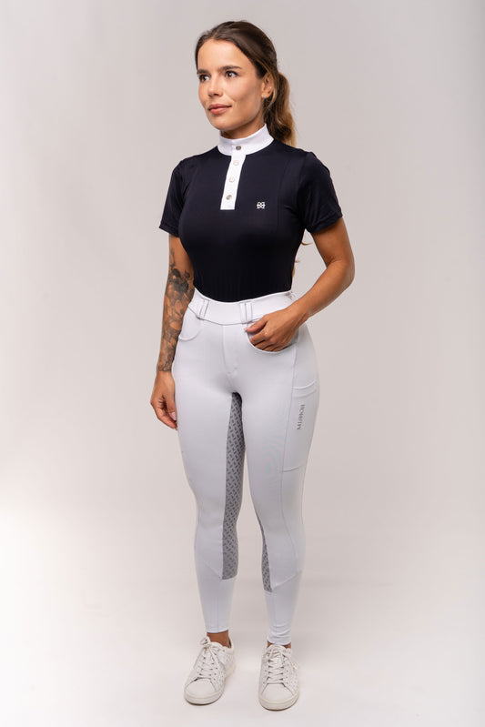 Culote Modelador Legging Branco com Cinza - preto por dentro