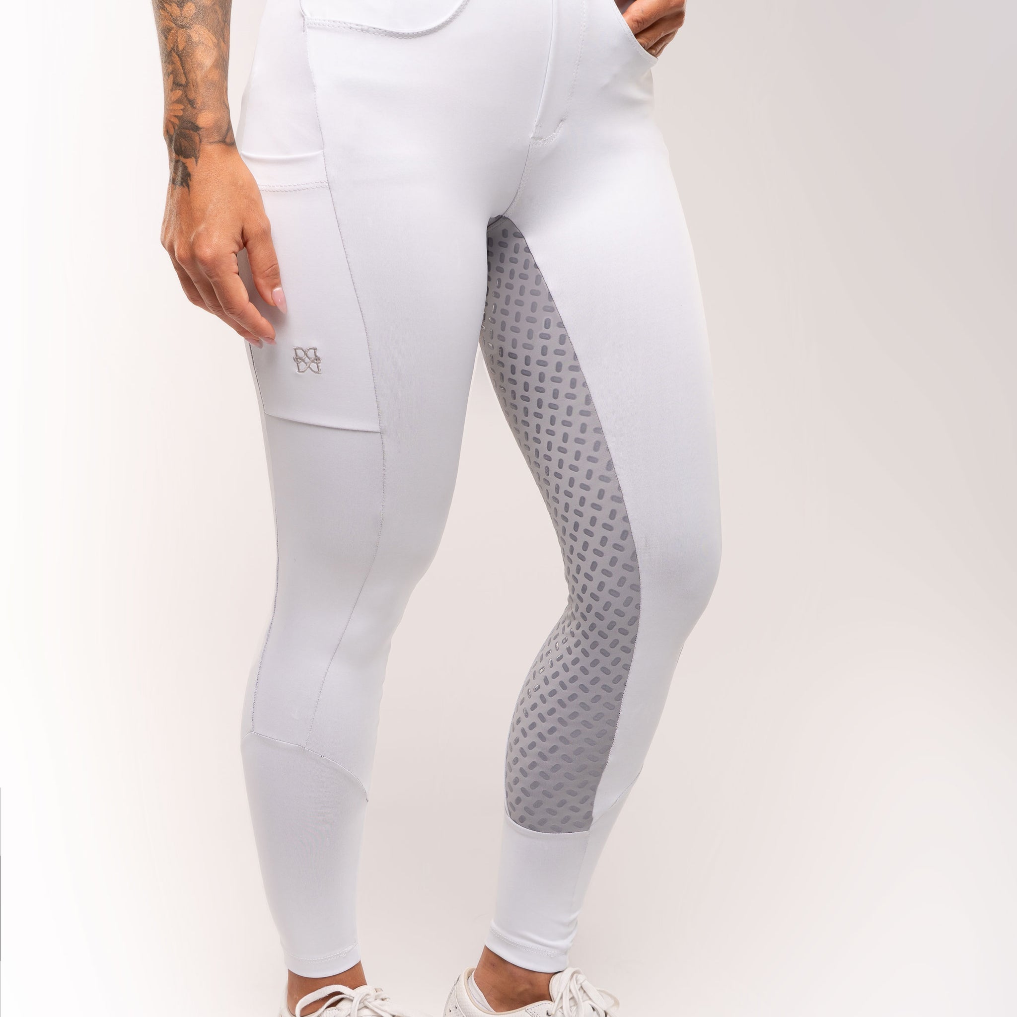 Culote Modelador Legging Branco com Cinza - preto por dentro