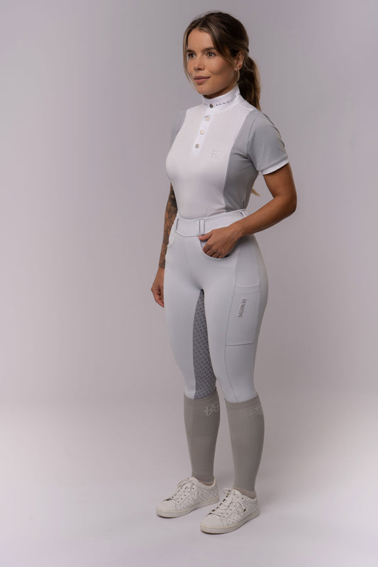 Camisa Prova Hipismo Air Shine - Branca & Névoa